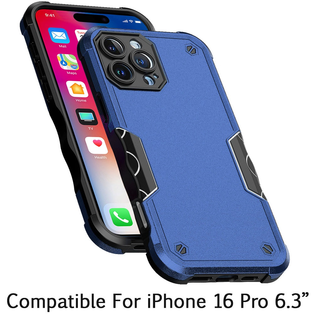 For Apple iPhone 16 Pro (6.3") Slim Tough Shockproof Hybrid Heavy Duty Dual Layer TPU Bumper Rugged Rubber Armor Case Cover