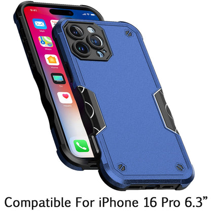 For Apple iPhone 16 Pro (6.3") Slim Tough Shockproof Hybrid Heavy Duty Dual Layer TPU Bumper Rugged Rubber Armor Case Cover