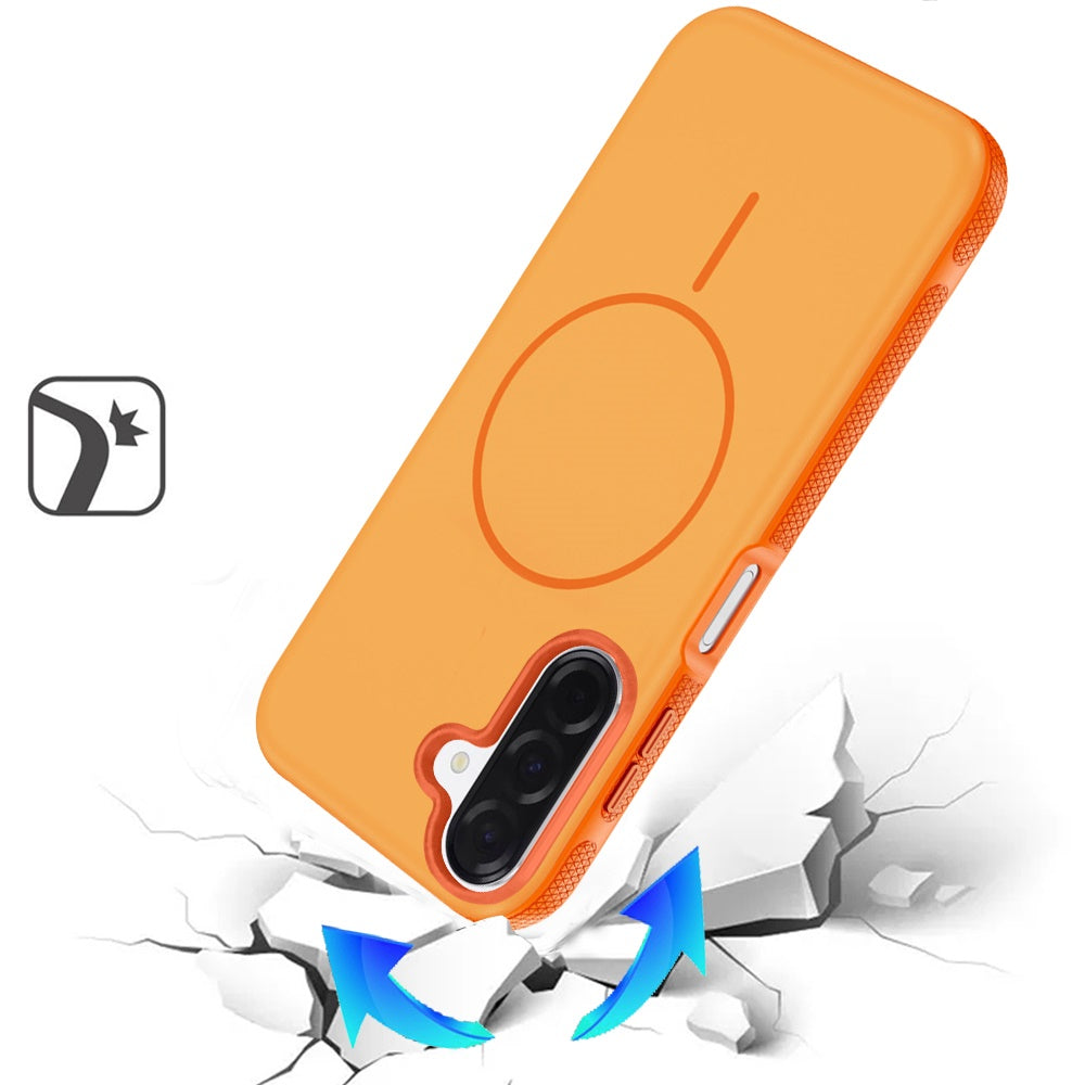 For Samsung Galaxy A17 5G Super Magnetic Premium Edged Core Matte Thick Hybrid Drop Protection Shockproof Design Case Cover Cosmic Orange