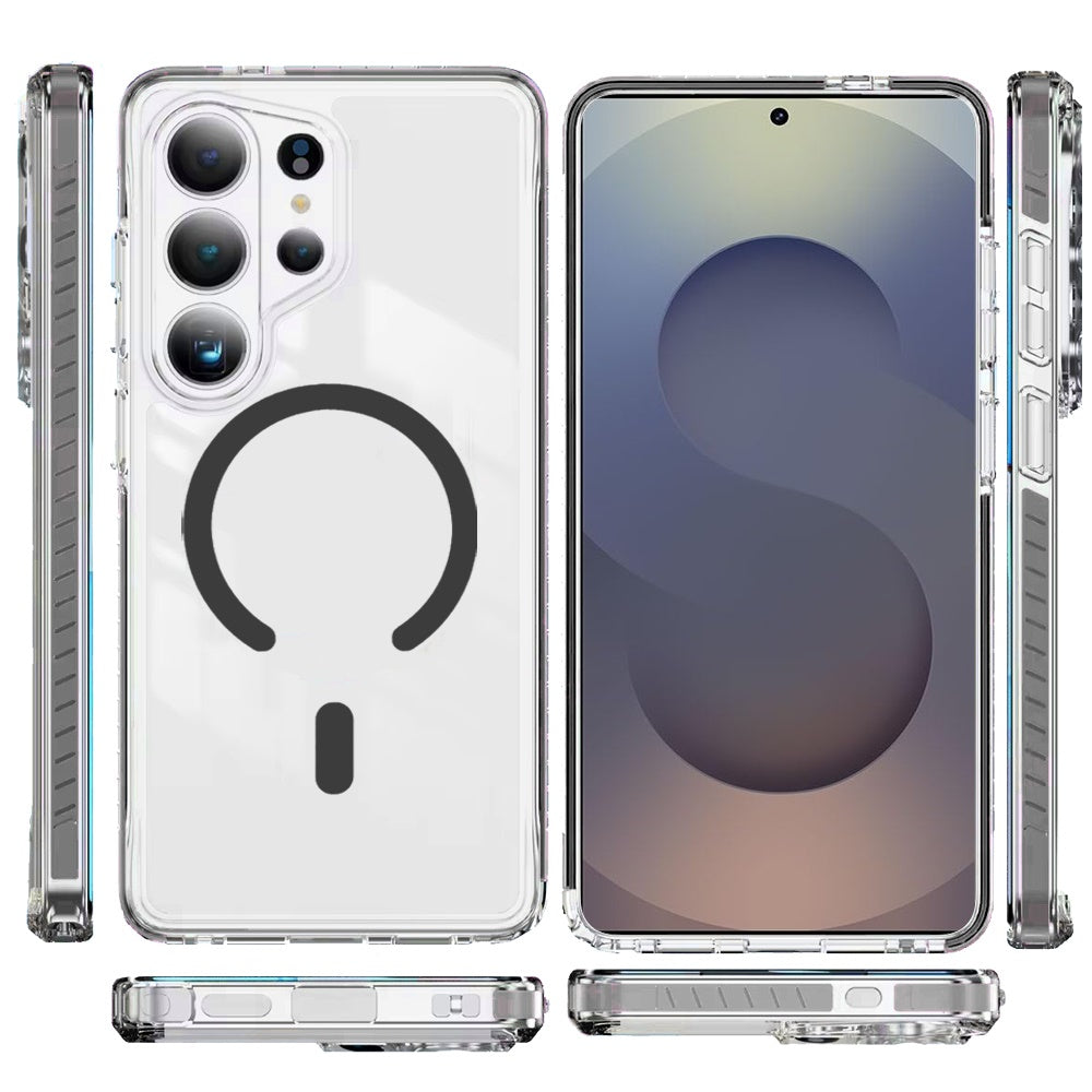 For Samsung Galaxy S26 Ultra Transparent Colored Edge Magnetic Hybrid Thick Shockproof Drop Protection Compatible with Wireless Charging Case Cover
