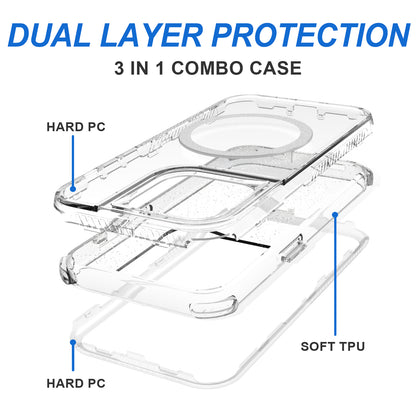 For Samsung Galaxy A37 Magnetic Circle Compatible with Magsafe, Bling Glitter Sparkle 3-in-1 Hybrid Shockproof TPU Bumper Case Cover