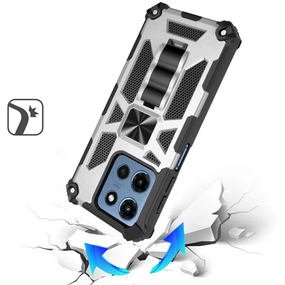 For Motorola Moto G 5G 2025 Hybrid Shockproof [Military Grade] Rugged Protective with Magnetic Car Mount & Invisible Stand Case Cover