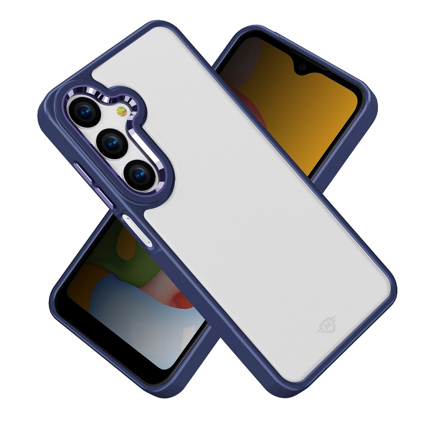 For Samsung Galaxy A36 Ultimate Heavy-Duty Shockproof Matte Acrylic Polished, Metal Buttons, Hybrid Bumper Thick Frame Case Cover Blue