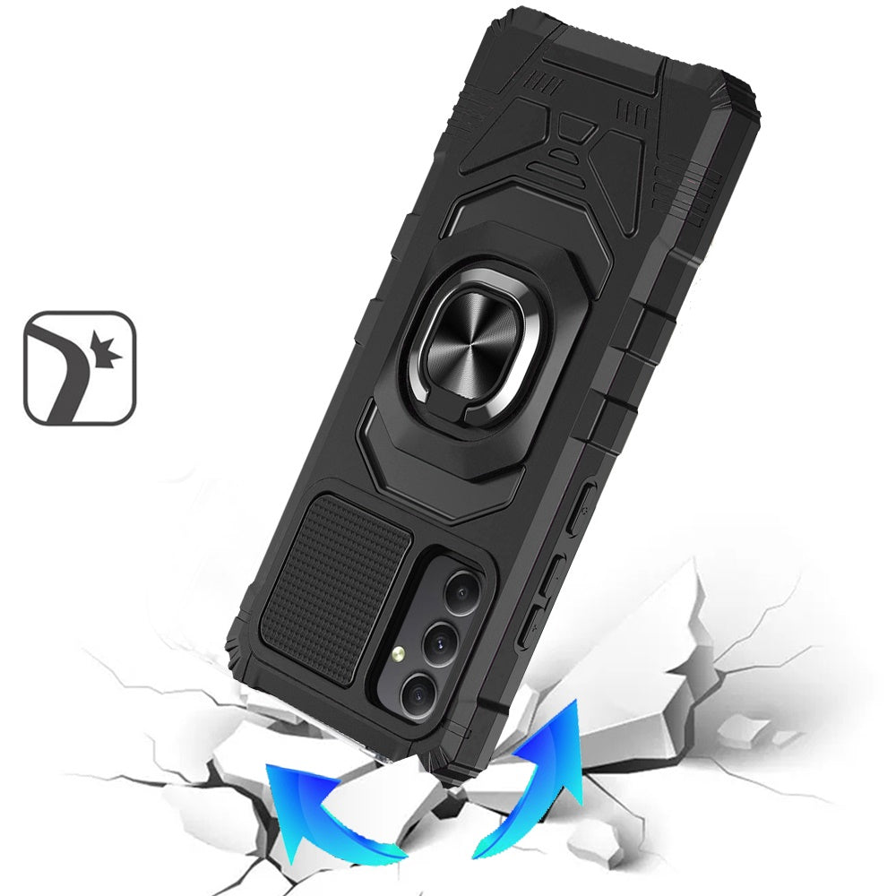 For Samsung Galaxy A36 Hybrid Dual Layer with 360° Rotate Magnetic Ring Stand Holder Kickstand TPU Rugged PC Shockproof Case Cover