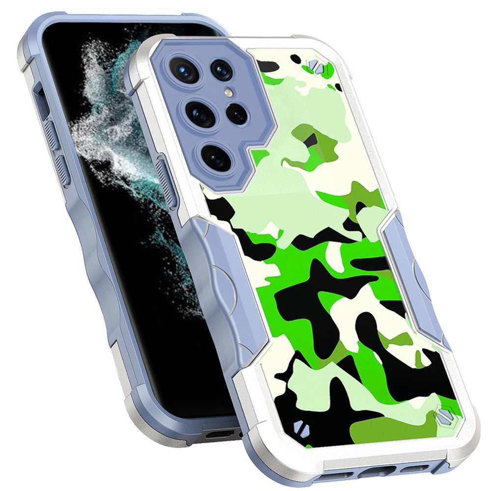 For Samsung Galaxy S23+ / S23 Plus Fashion Design Hybrid Shockproof Protection Durable Grip Stylish Finish Rugged TPU Case Cover Light Green Camo