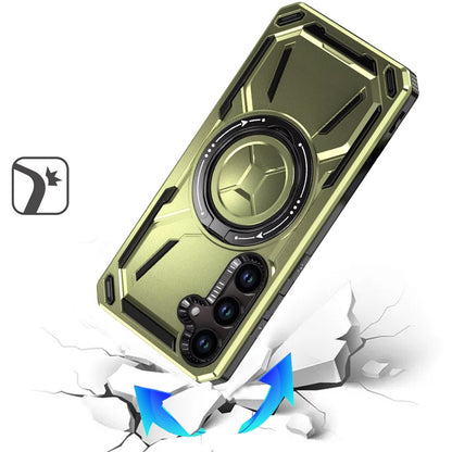 For Samsung Galaxy A37 Hybrid Magnetic Ring and 360° Rotational Kickstand with MagSafe Compatible, Military Grade Drop Protection Case Cover