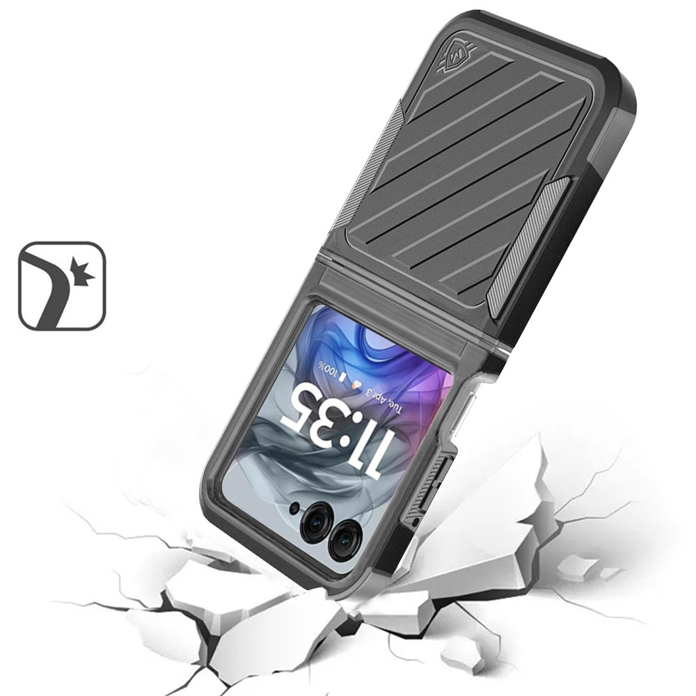 For Motorola Razr 2025 Hybrid lined shockproof dual layer Rugged 2in1 Hard PC & Silicone TPU Non Slip Textured Tough Armor Case Cover