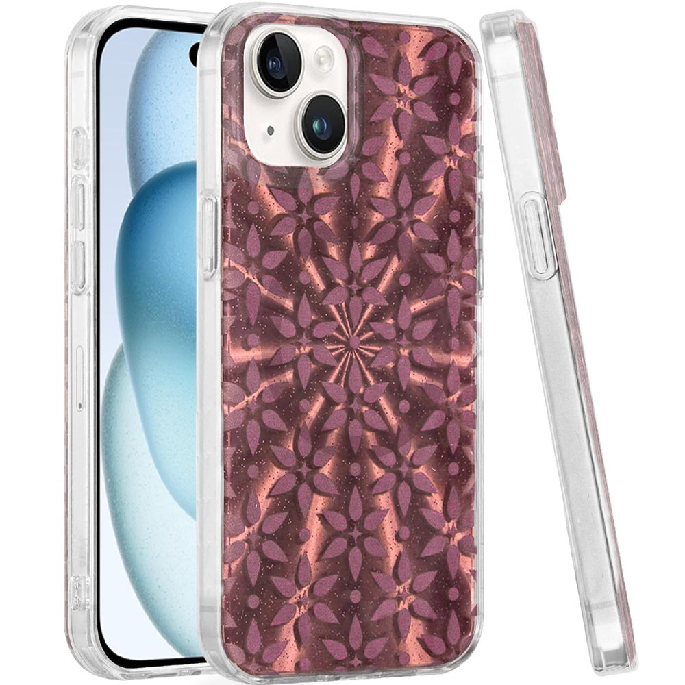 For iPhone 15 (6.1") Stylish Pattern Fashion IMD Printed Design TPU Double Layer Slim Shockproof with Magnetic Back Case Cover