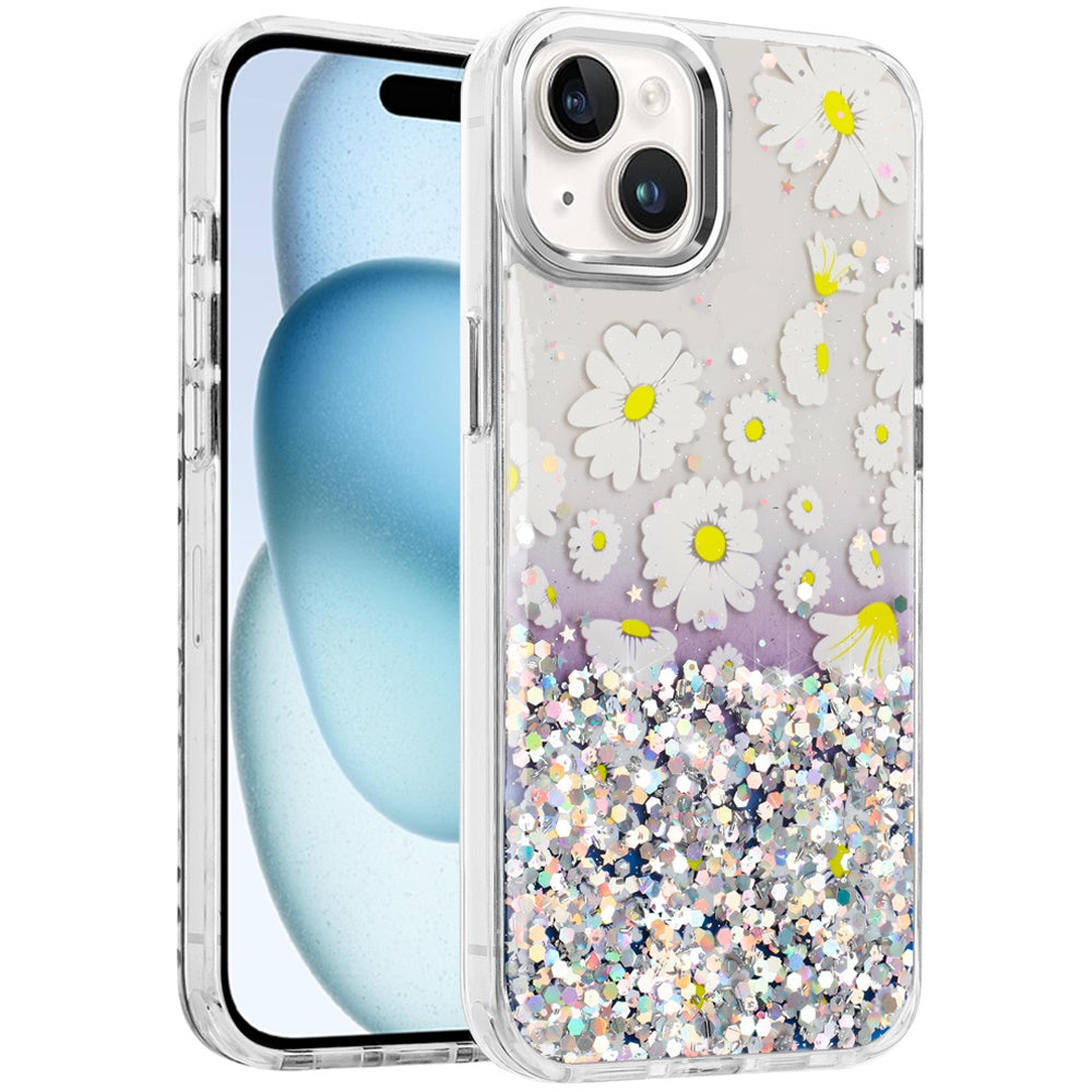 For Apple iPhone 17E /16E Fashion Beautiful Epoxy Design Hybrid Fashion Stylish TPU Protective, Shockproof Hybrid PC Case Cover Yellow Daisy Flower