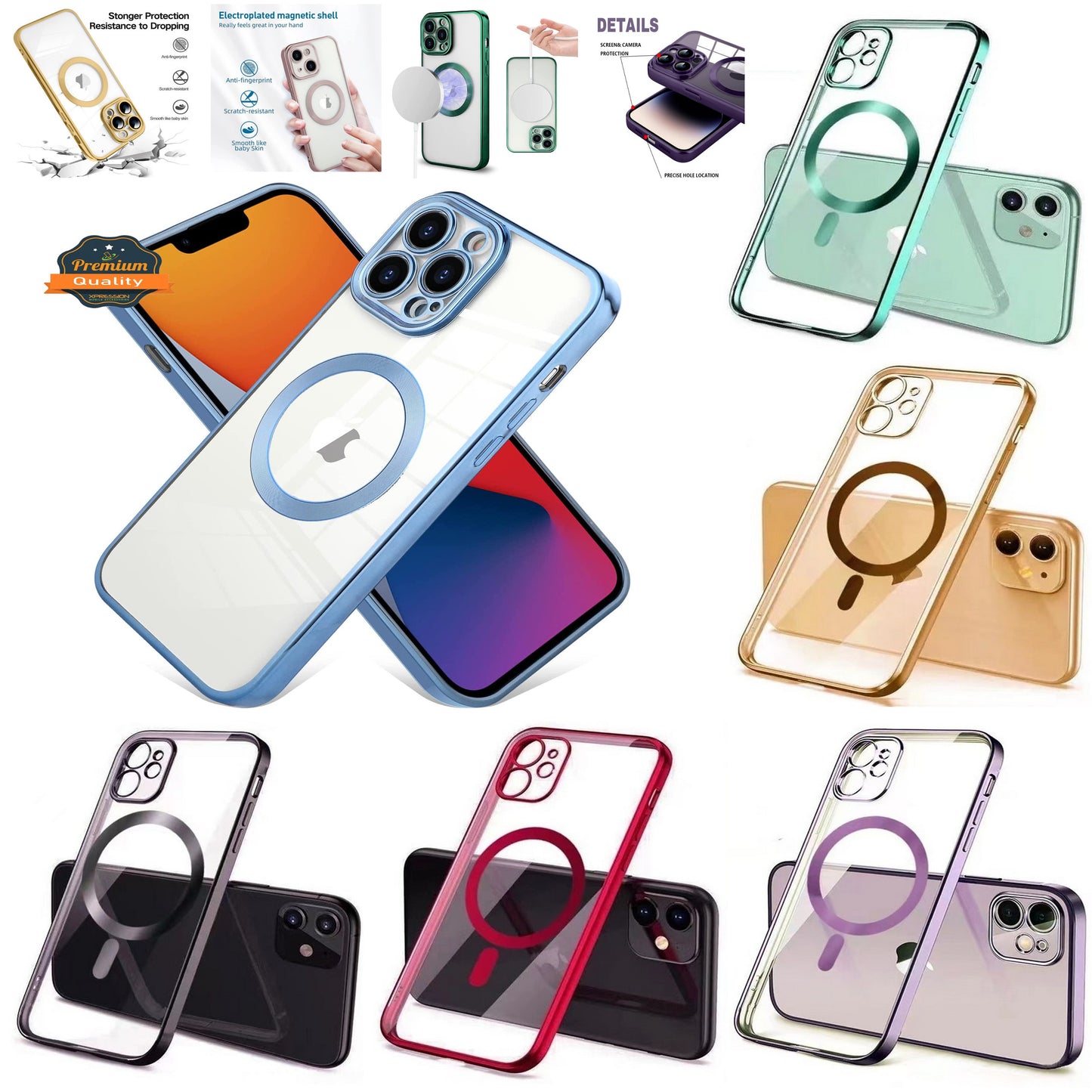 For Apple iPhone 17 AIR Clear Hybrid Case with Plating Chrome Frame, Camera Protection, MagSafe Compatible Case Cover