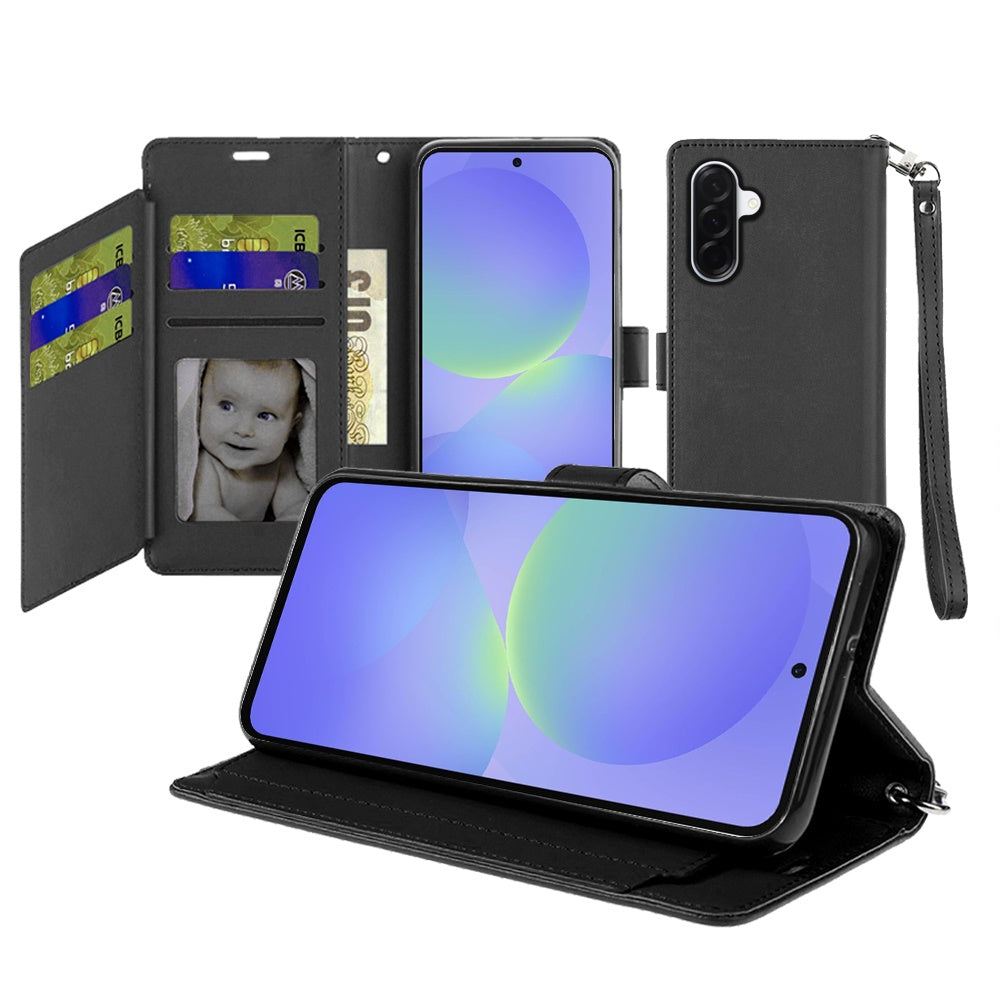 For Samsung Galaxy A37 Wallet Cases PU Leather with Credit Card /ID /Cash Holder Slot Dual Flip Book Pouch, Stand and Strap Case Cover