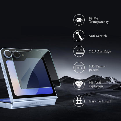 For Samsung Galaxy Z Flip 7 FE Privacy Screen Protector, Anti Spy Anti Peeping Tempered Glass Full Protective Film, 9H, Anti Scratch, Easy Install Case Cover Black