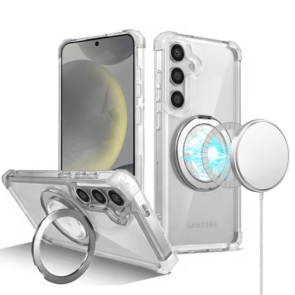 For Samsung Galaxy S23+ / S23 Plus Magnetic [Compatible with Magsafe] with 360° Rotatable Ring Holder Invisible Stand Transparent Case Cover Clear