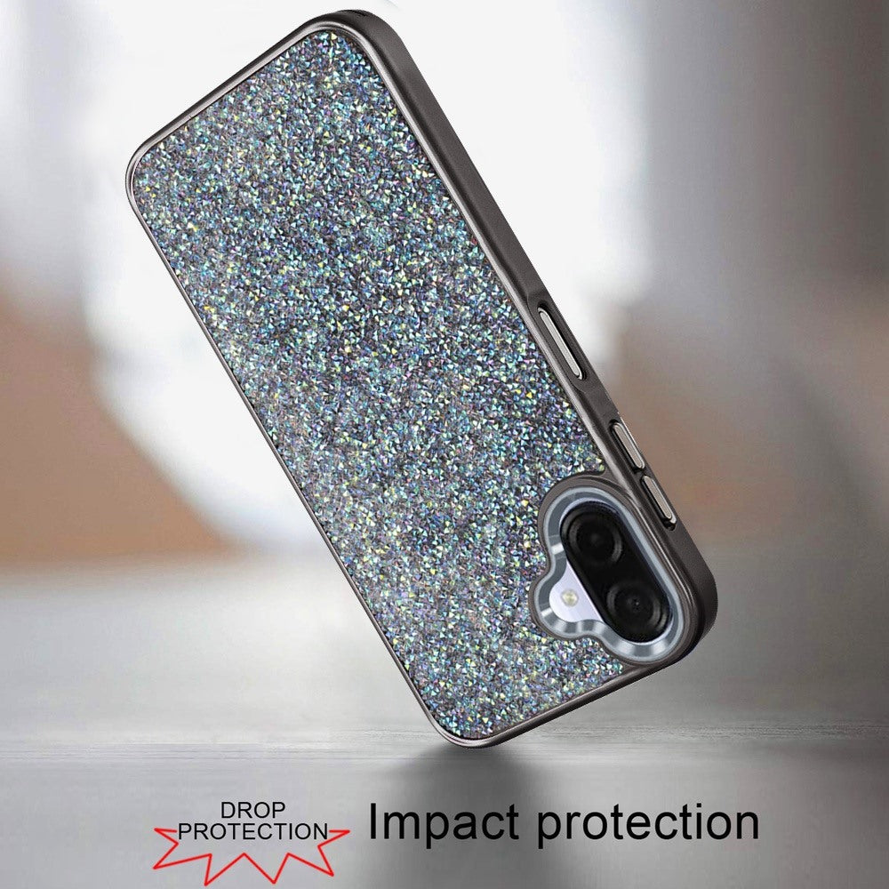 For Samsung Galaxy A07 Crystal Sparkle Diamond Glass Full Mini Glitter Bling Frame TPU Hybrid Protective Case Cover