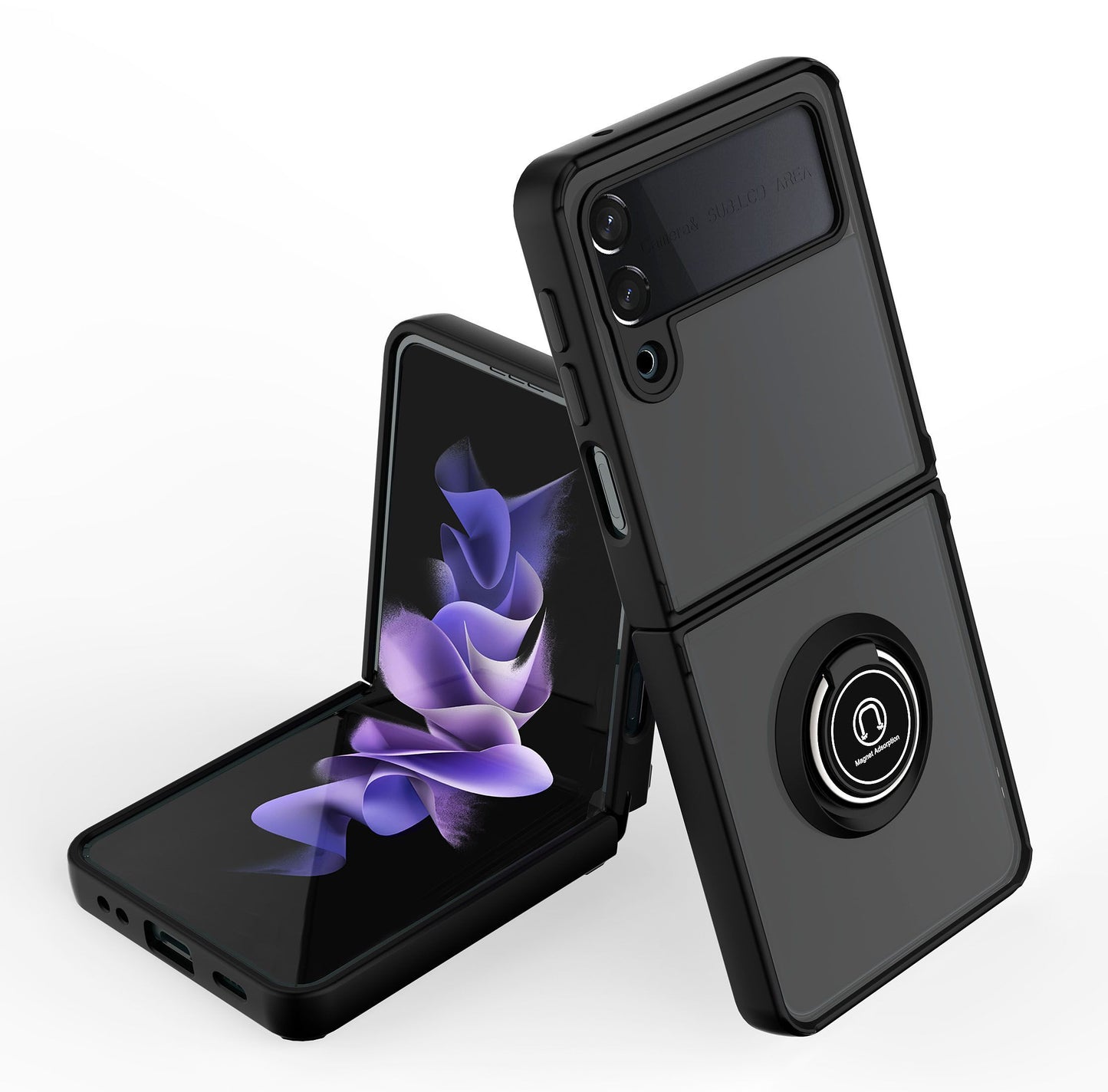 For Samsung Galaxy Z Fold 7 Semi Transparent Matte Hybrid Protective PC & TPU Shockproof with 360° Rotation Ring Stand Case Cover