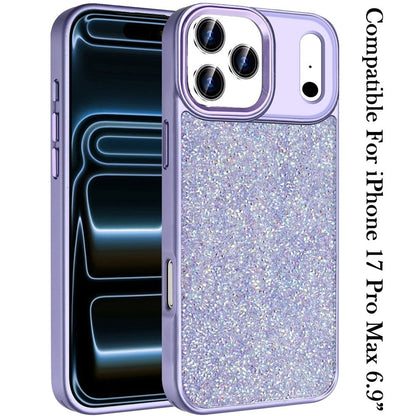 Phone Case for Apple iPhone 17 Pro Max (6.9") Crystal Glass Bling Diamond Metallic Edge Shockproof Durable Protective Clear Hybrid Stylish Premium Design Cover