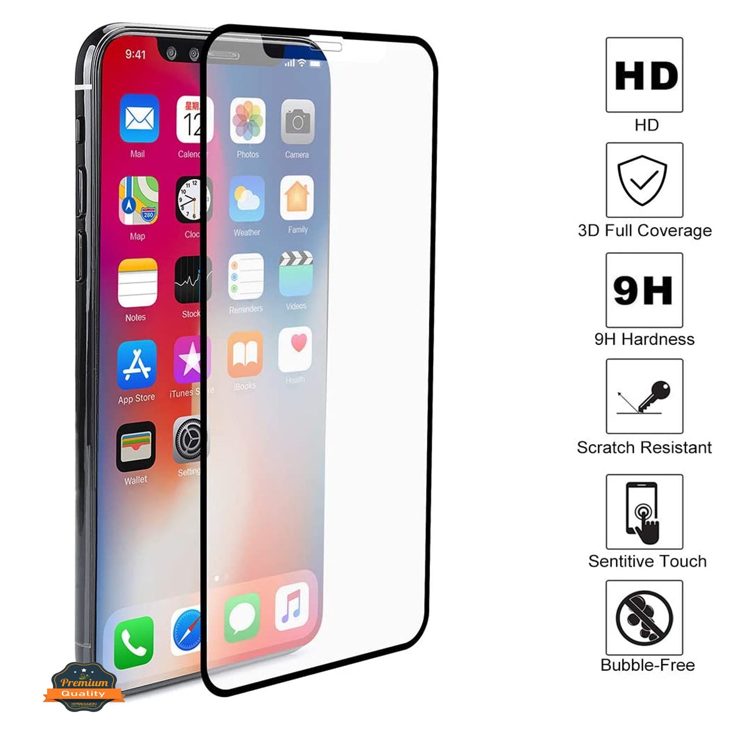 For Apple iPhone 12 /12 Pro Tempered Glass Screen Protector, Black Edge HD Clear, Scratch Resistant, Anti-Fingerprint, Easy Install, 9H Hardness Protector Clear Black