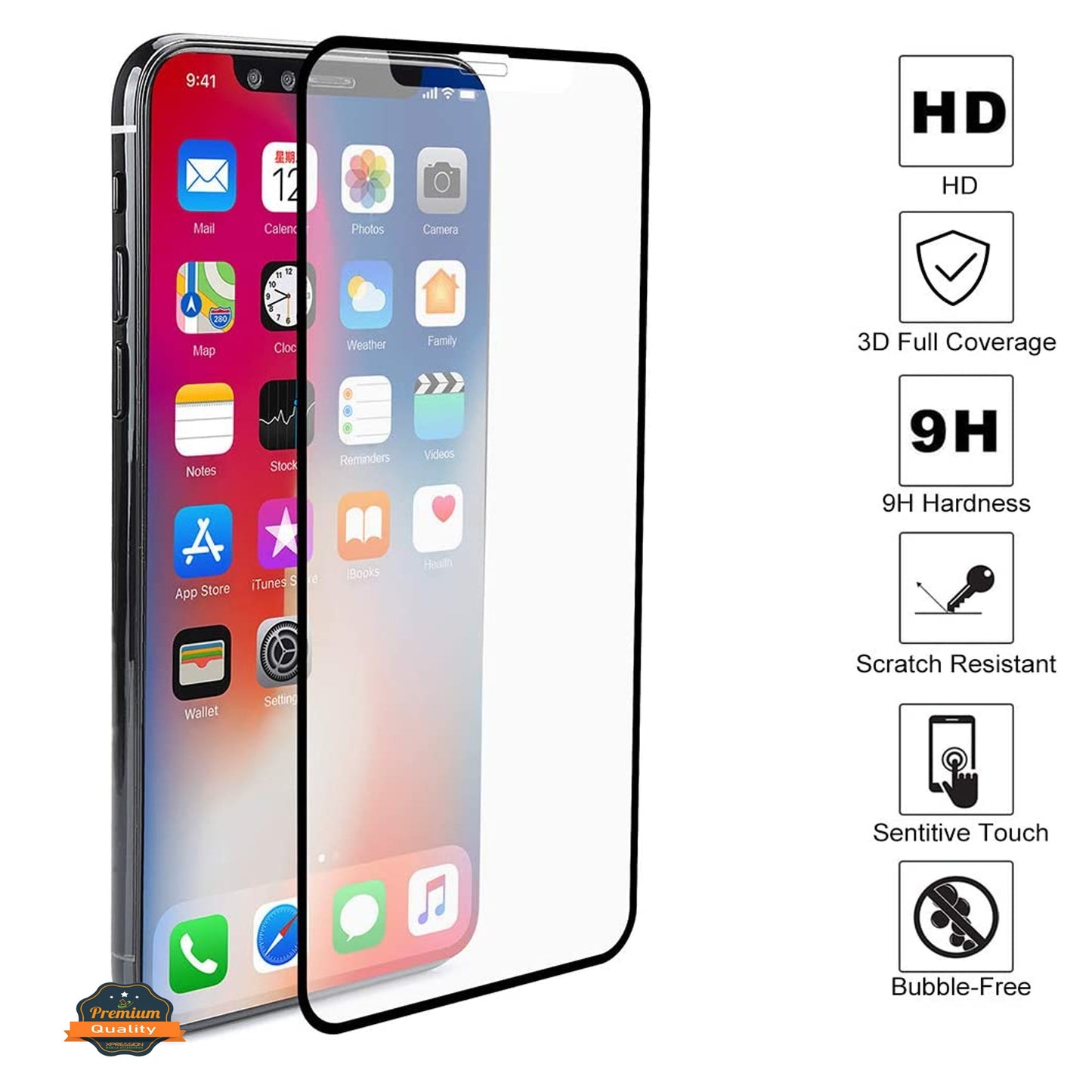 For Google Pixel 9 Pro XL Tempered Glass Screen Protector, Black Edge HD Clear, Scratch Resistant, Anti-Fingerprint, Easy Install, 9H Hardness Case Cover Black