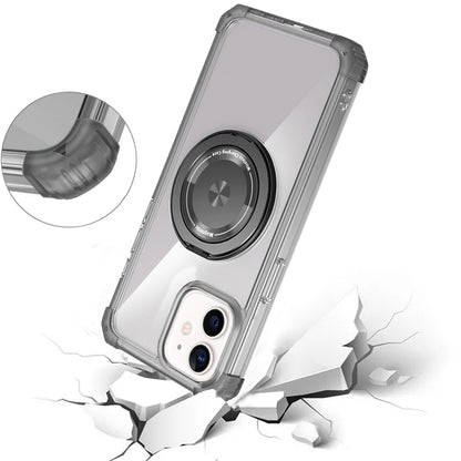 For Samsung Galaxy S22 Ultra Shield Magnetic [Compatible with Magsafe] with 360° Rotatable Ring Holder Invisible Stand Transparent Case Cover Black