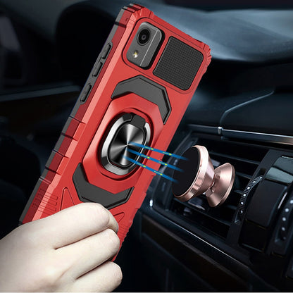 For Samsung Galaxy S25 EDGE Hybrid Dual Layer with 360° Rotate Magnetic Ring Stand Holder Kickstand TPU Rugged PC Shockproof Case Cover Red