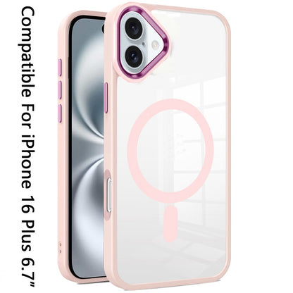 For Apple iPhone 16 Plus (6.7") MagSafe Compatible Transparent Greatest Clear Acrylic with Color Frame Thick Hybrid TPU Hard Case Cover