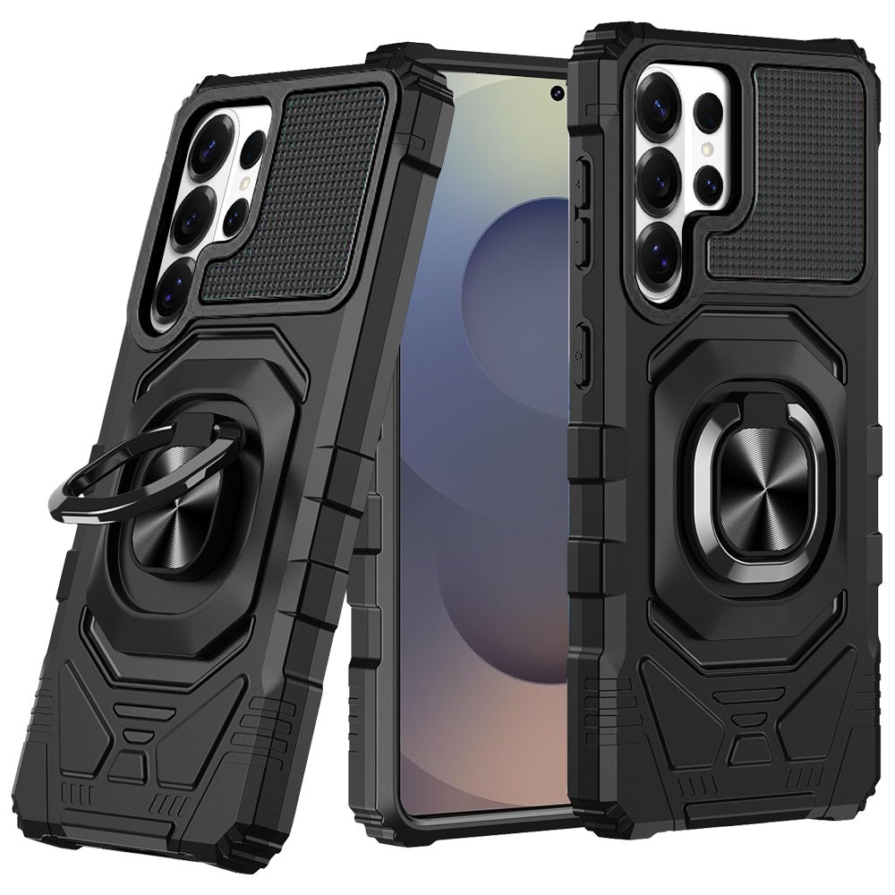 For Samsung Galaxy S26 Ultra Hybrid Dual Layer with 360° Rotate Magnetic Ring Stand Holder Kickstand TPU Rugged PC Shockproof Case Cover
