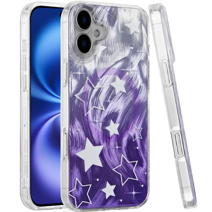 For Apple iPhone 17 AIR Stylish Pattern Fashion IMD Printed Design TPU Double Layer Slim Shockproof with Magnetic Back Case Cover Gradient Purple Star