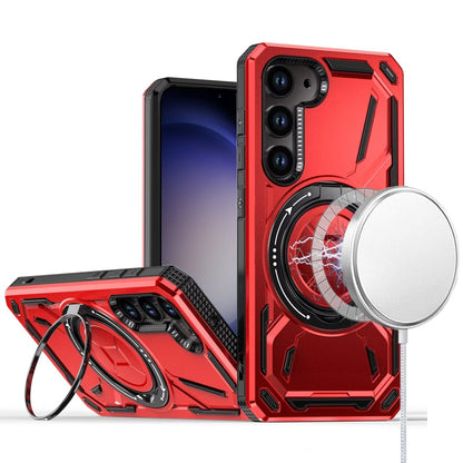 For Samsung Galaxy S23 Hybrid Magnetic Ring and 360° Rotational Kickstand with MagSafe Compatible, Military Grade Drop Protection Case Cover Red