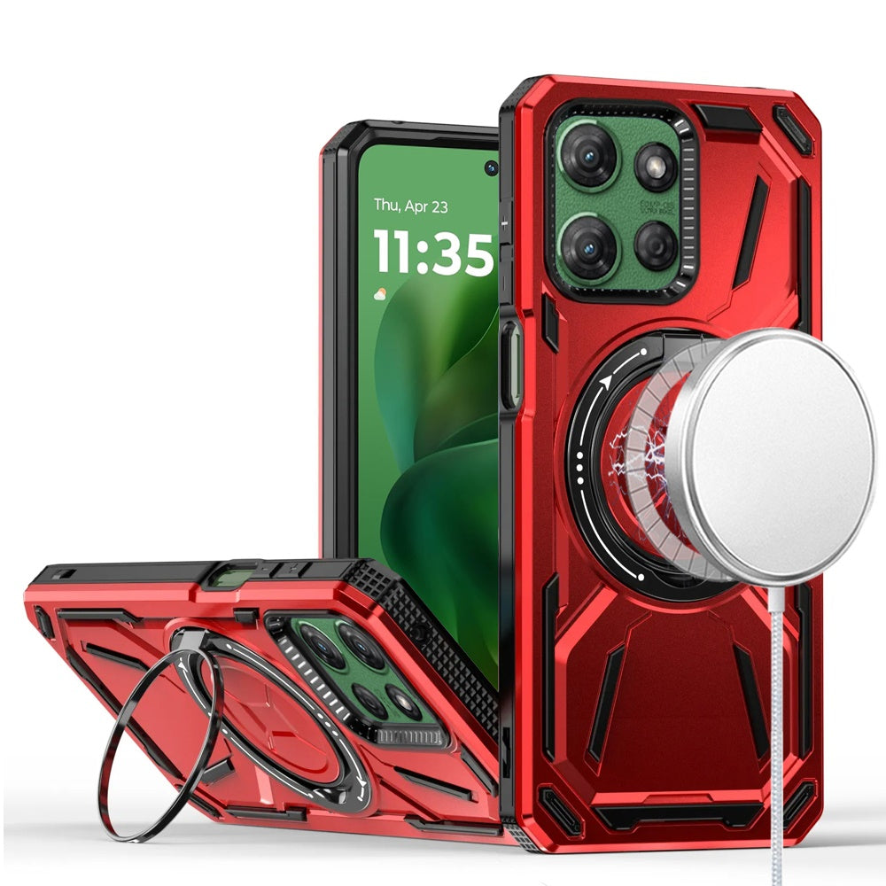 For Motorola Moto G 5G /Moto G 2025 Hybrid Magnetic Ring and 360° Rotational Kickstand with MagSafe Compatible, Military Grade Drop Protection Case Cover