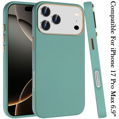 For Apple iPhone 17 Pro Max (6.9") Slim Classic Hybrid Around Rubber Gummy Gel Slick Hard PC Silicone TPU Chromed Button Case Cover Teal