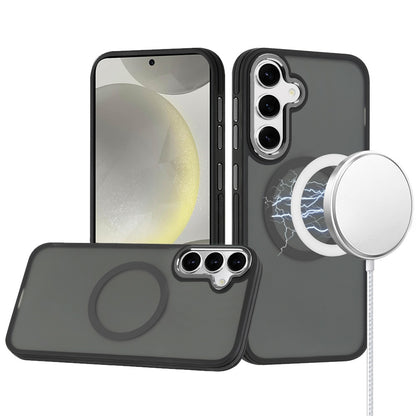 For Apple iPhone 17E /16E Frosted Translucent Back Hybrid Case with Magnetic Circle; MagSafe Compatible, Military Grade Shockproof, Slim Design Case Cover Black