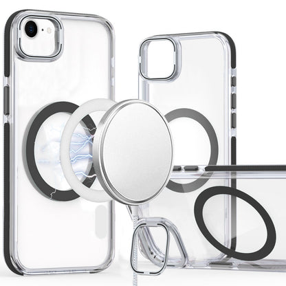 For Apple iPhone 17E /16E Hybrid Clear Back Case with Invisible Camera Bracket Stand, MagSafe Magnetic Circle, Shockproof Color Frame Case Cover