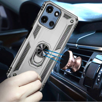 For Motorola Moto G 5G 2025 Hybrid Shockproof Durable 360 Degree Rotatable Ring Stand Holder Kickstand Fit Magnetic Car Mount Case Cover