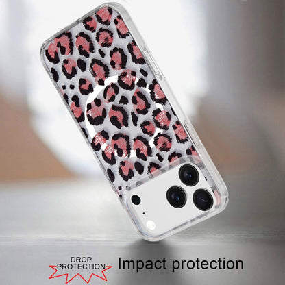For Apple iPhone 17 Pro Max Stylish Pattern Fashion IMD Printed Design TPU Double Layer Slim Shockproof with Magnetic Back Case Cover Beauty Leopard