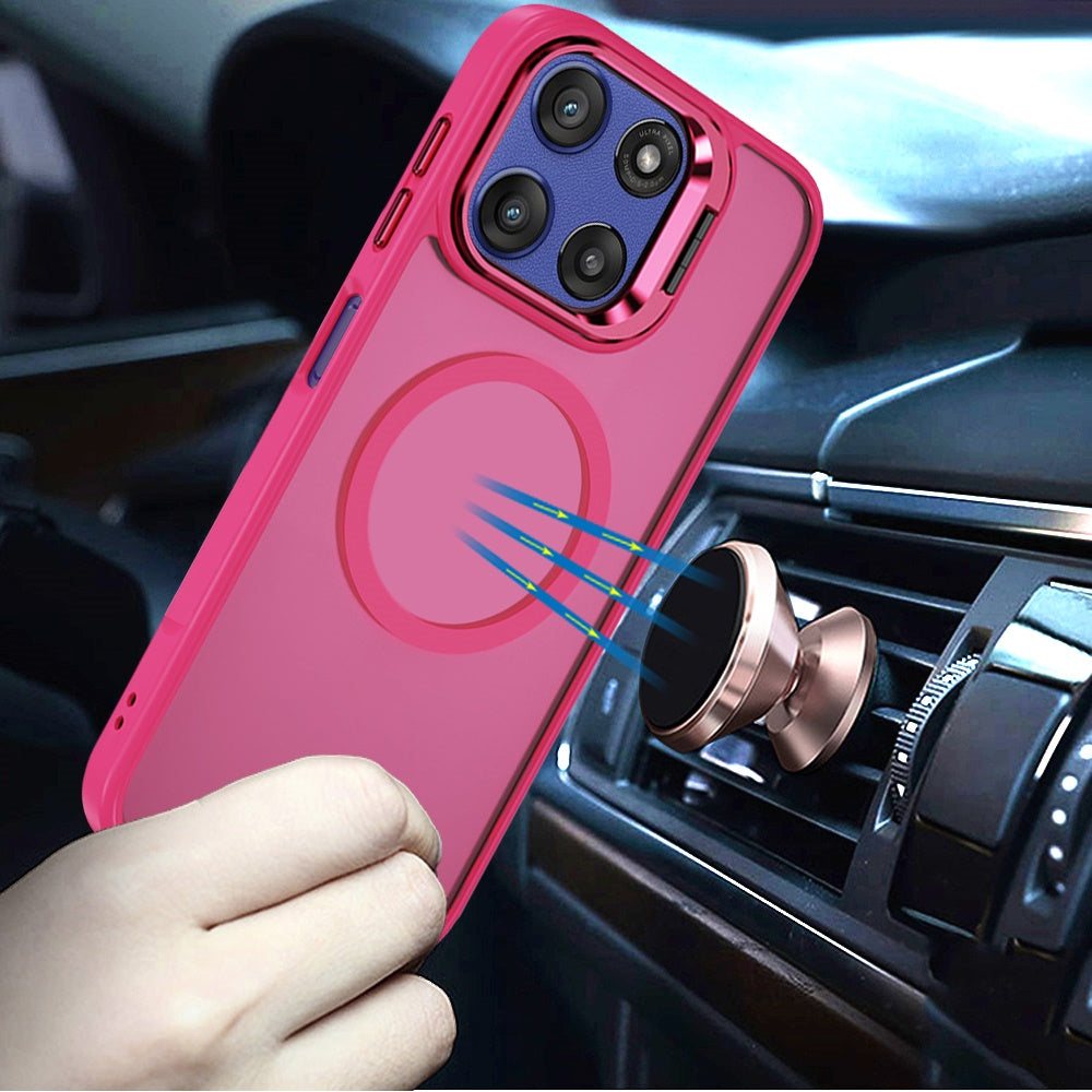 For Motorola Moto G Stylus 5G 2025 Heavy Duty Metallic Hybrid Tough TPU with Camera Ring Stand, MagSafe Compatible, Rugged Drop Protection Case Cover