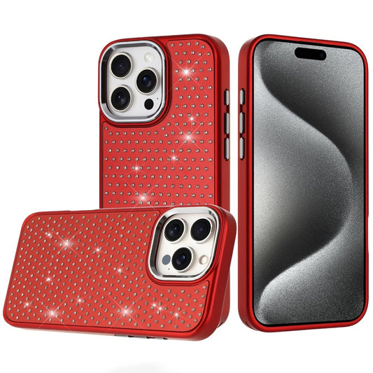 For Apple iPhone 14 Pro Max Bling Diamond Metallic, Full Sparkle Chrome Edged Hybrid Protective Shockproof Case Cover