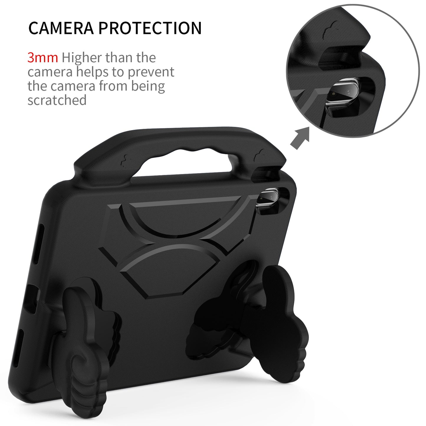 For Kid-Friendly Hybrid Tablet Shockproof Stand Case Antislip Rubber Silicone TPU - Thumbs Up Kickstand Black Tablet Case Cover