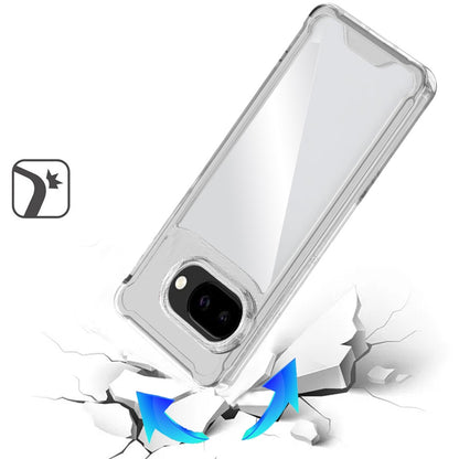 For Google Pixel 9A Clear Colored Shockproof Transparent Hard PC + Rubber TPU Hybrid Bumper Shell Slim Protective Case Cover Clear+Clear
