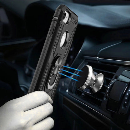 For Apple iPhone SE 3 (2022) SE/8/7 Hybrid Shockproof Durable 360 Degree Rotatable Ring Stand Holder Kickstand Fit Magnetic Car Mount Case Cover
