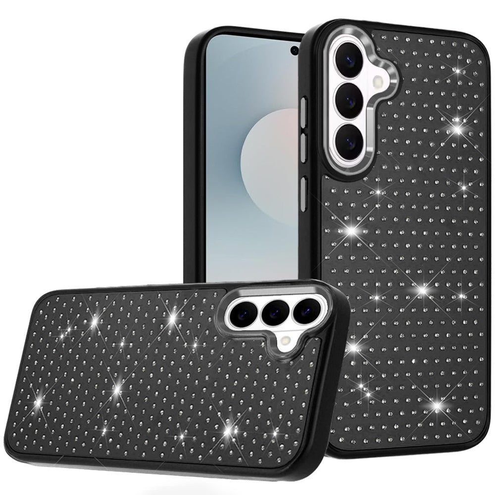 For Samsung Galaxy S26 Bling Diamond Metallic, Full Sparkle Chrome Edged Hybrid Protective Shockproof Case Cover