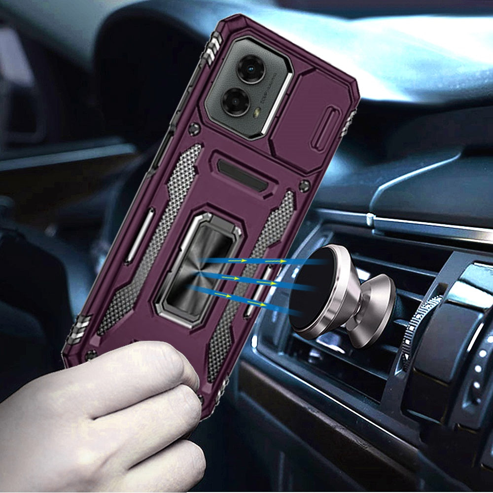 For Samsung Galaxy Z Flip 7 FE Tough Hybrid Case with Movable Camera Window & Metal Ring Stand Shockproof Case Cover