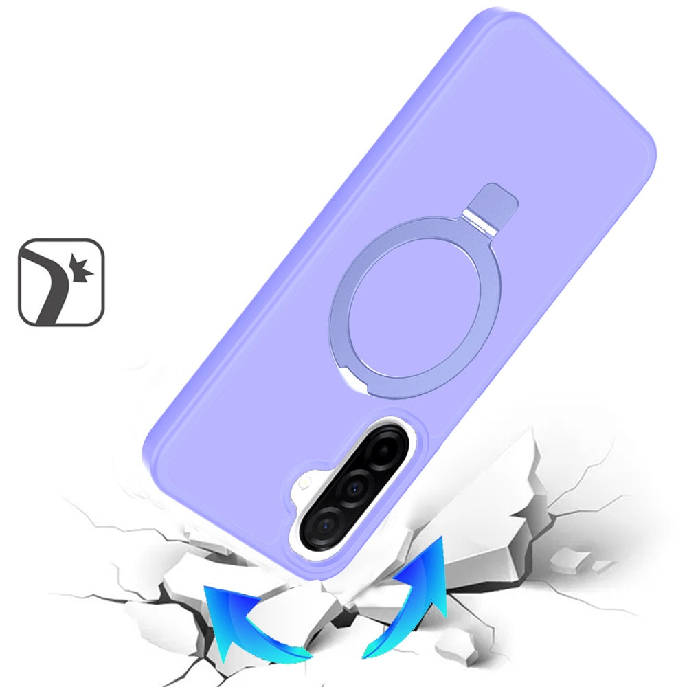 For Samsung Galaxy A57 Magnetic Circle Back with Ring Stand Full Rotation Matte Hybrid Shockproof Case Cover