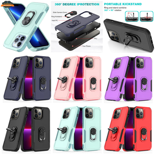 For Google Pixel 10 / 10 Pro Hybrid Rugged Tough 2in1 Drop-Proof Protection Military Grade Armor with Metal Ring Stand Case Cover