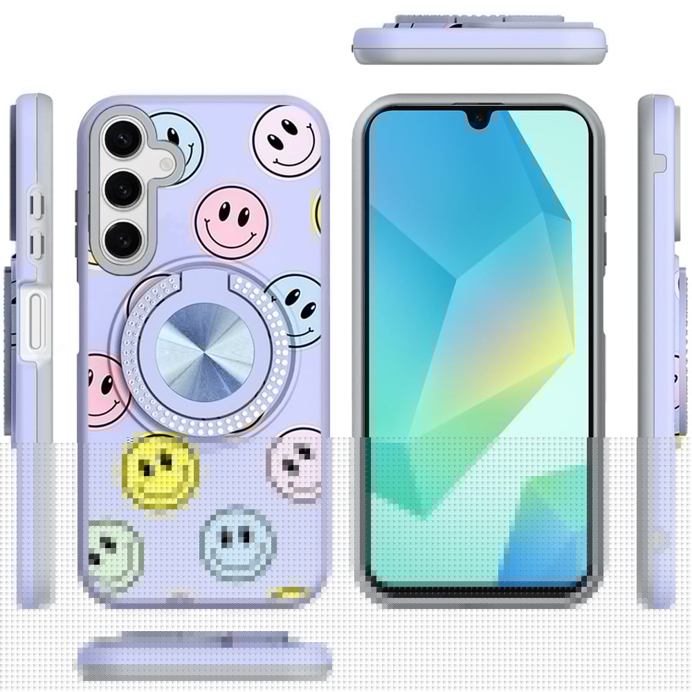 For Samsung Galaxy A16 5G Pattern Design Hybrid with Invisible Ring Stand & Magnetic Back, Shockproof Protective Grip Case Cover