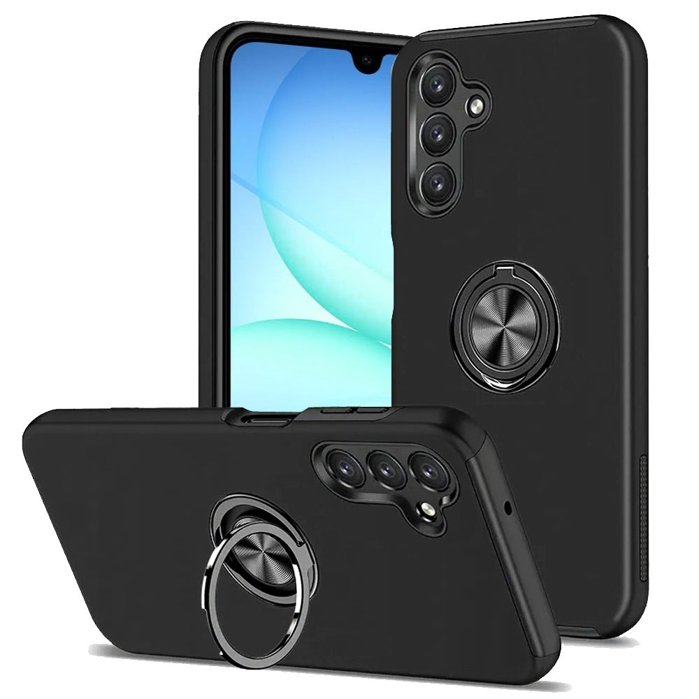 For Samsung Galaxy A17 5G Hybrid 360 Degree Rotatable Metal Invisible Ring Stand Holder Slim Fit Magnetic Car Mount Shockproof Case Cover Cosmic Orange