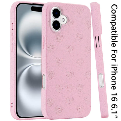 For Apple iPhone 16 (6.1") Eco Friendly Bio-Degradable Design Hybrid Cases Slim Fit Soft TPU Drop Protection Rubber printed Case Cover