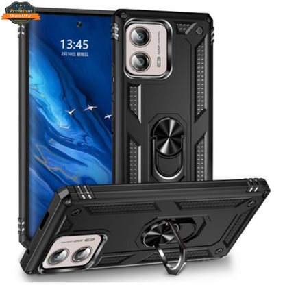 For Motorola Moto G Power 5G 2025 Shockproof Hybrid Dual Layer PC + TPU with Metal Ring Kickstand Heavy Duty Armor Shell Case Cover