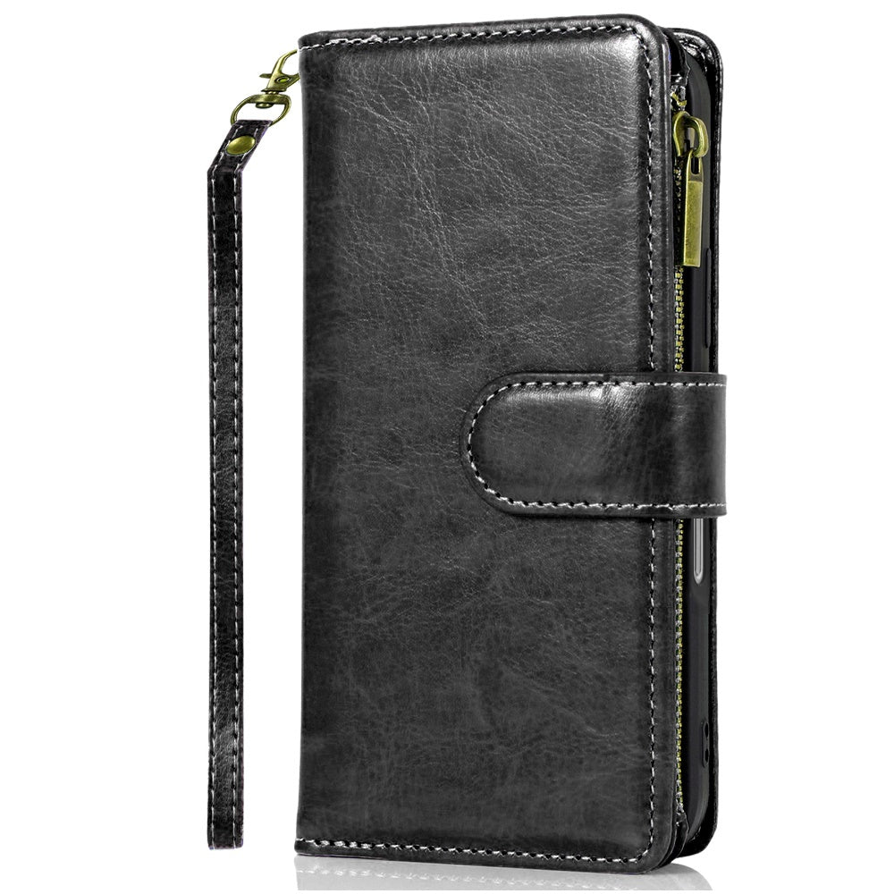 For Apple iPhone 17 Pro Max (6.9") Leather Wallet Case with Zipper, 9 Card Slots, Cash Pocket, Stand & Strap, Clutch Pouch Design Case Cover