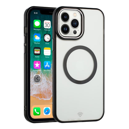For Samsung Galaxy S26 Ultra Transparent Back Hybrid Case - Magnetic Circle, Color Frame, Metal Buttons, MagSafe Compatible Case Cover