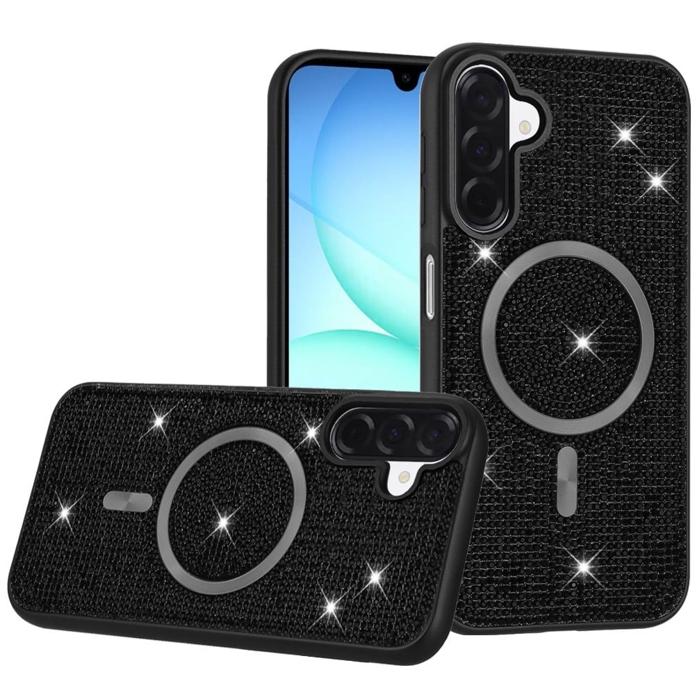 For Samsung Galaxy A17 5G Sparkly Diamond Bling Case Rhinestone Skin Hybrid with Magnetic Circle, MagSafe Compatible Case Cover